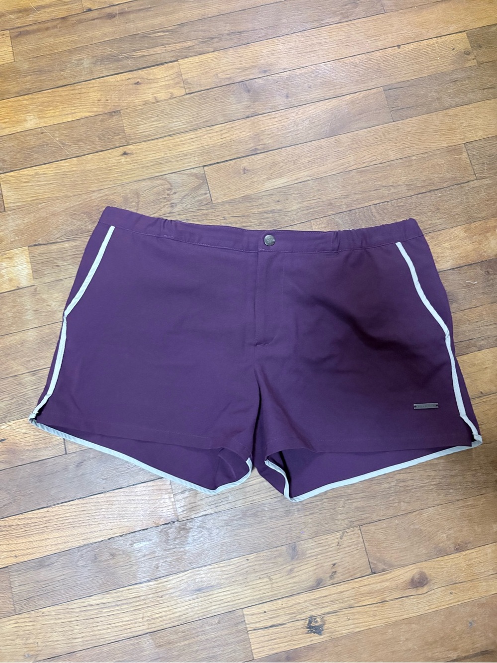 Parke & Ronen Plum Swim Shorts with Light Contrast Trim